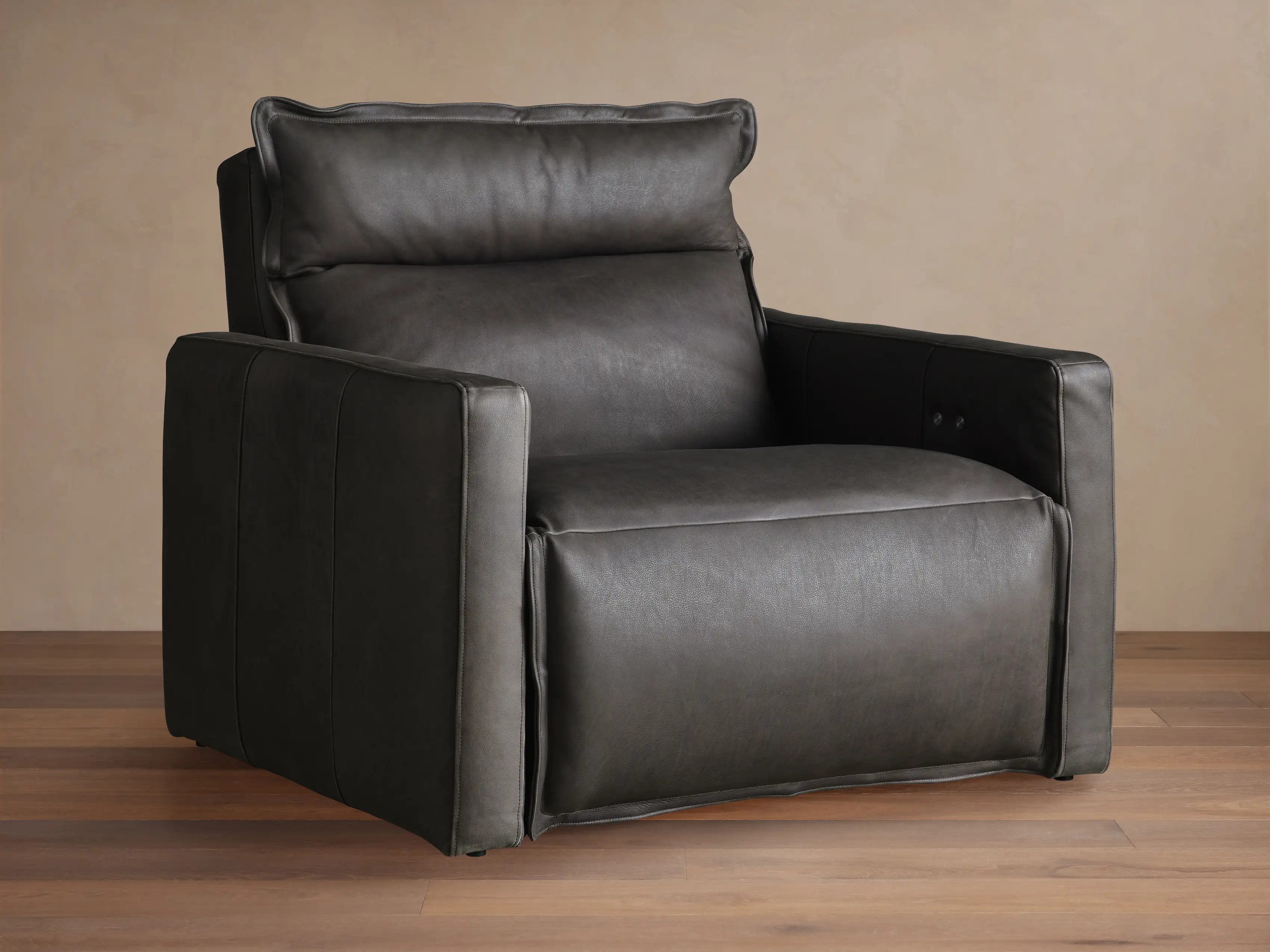 Rowland Leather High-Back Motion Recliner in Lanie Graphite | Arhaus