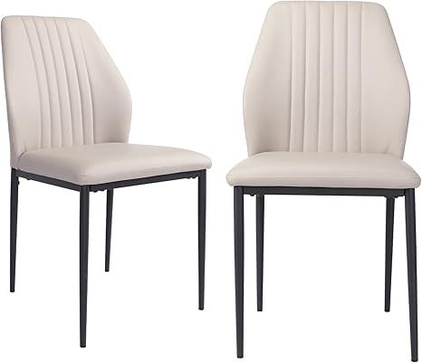 Dining Chairs Set of 2, Upholstered Side Chairs, Faux Leather Modern Style Kitchen Chairs with St... | Amazon (US)