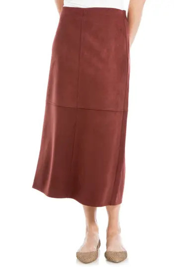 MAX STUDIO Faux Suede A-Line Midi Skirt in Chestnut at Nordstrom Rack, Size X-Small | Nordstrom Rack