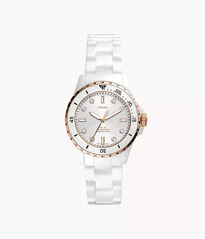 FB-01 Three-Hand White Ceramic Watch | Fossil (US)