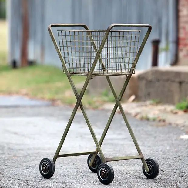 Distressed Green Metal Rolling Cart | Antique Farm House