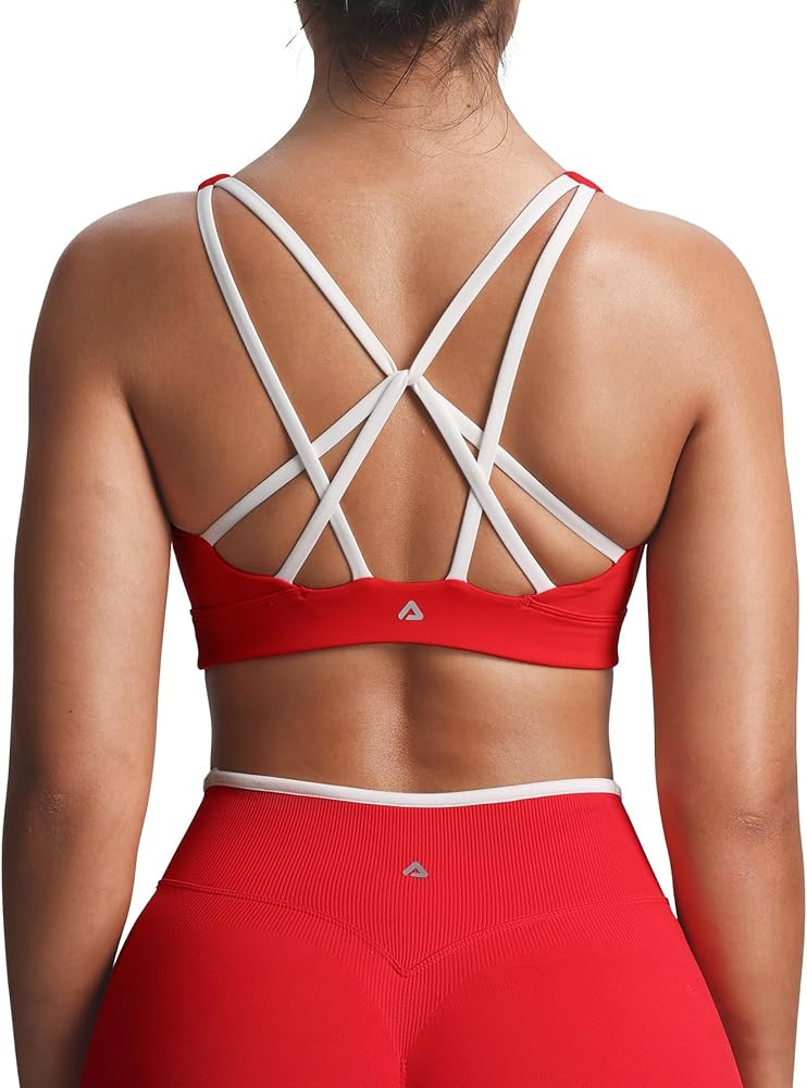 Aoxjox Women's Workout Lexi Lined Charm Sports Bras Deep V Color Block Fitness Training Gym Yoga ... | Amazon (US)