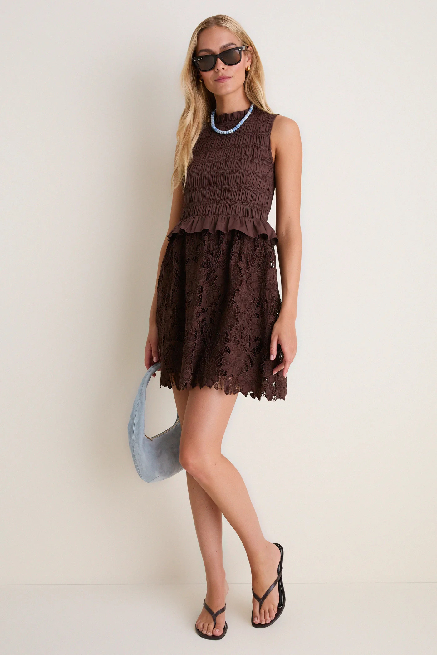 Chocolate Brown Eyelet Seaton Mini Dress | Tuckernuck (US)