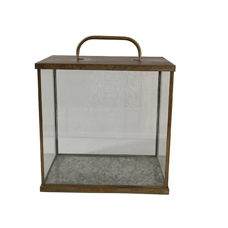 BIDK Home Antique-Style Rectangular Aged Iron Lantern - 11.5" - Brown | Walmart (US)