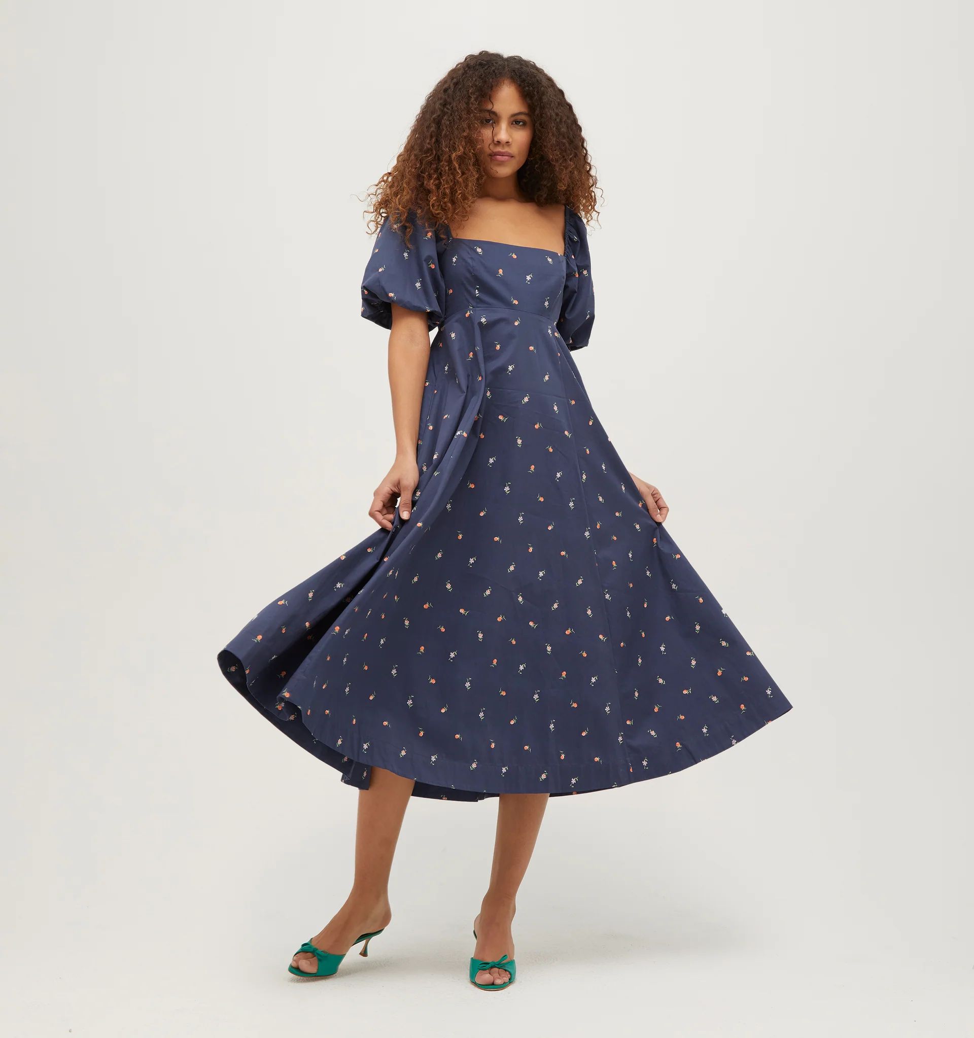 The Matilda Dress - Petite Fleur in Navy Cotton Sateen | Hill House Home