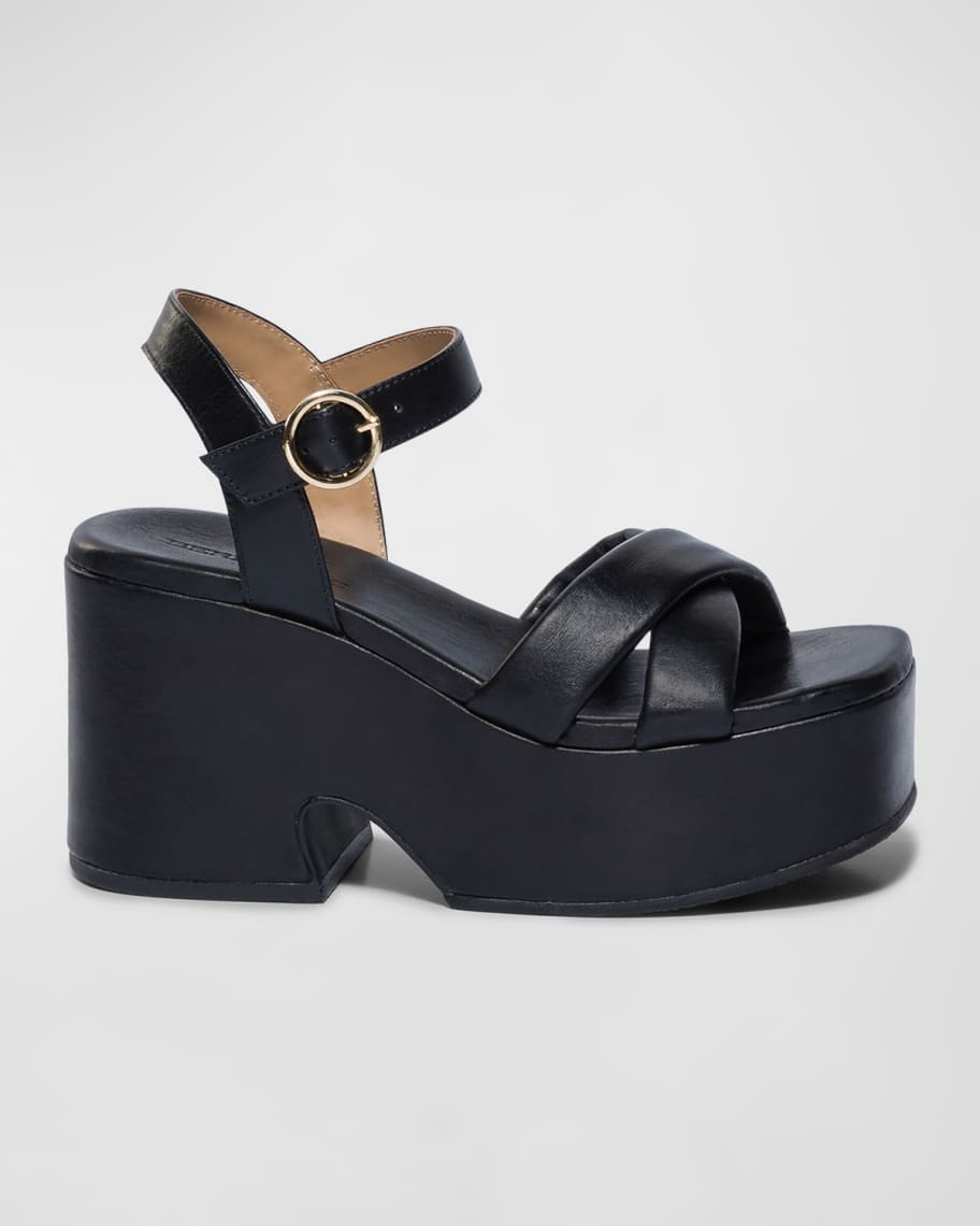 Bernardo Leather Crisscross Platform Sandals | Neiman Marcus