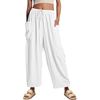YOCUR Women Summer Beach Vacation Pants High Waisted Wide Leg Pants Printed Loose Flowy Casual Pa... | Amazon (US)