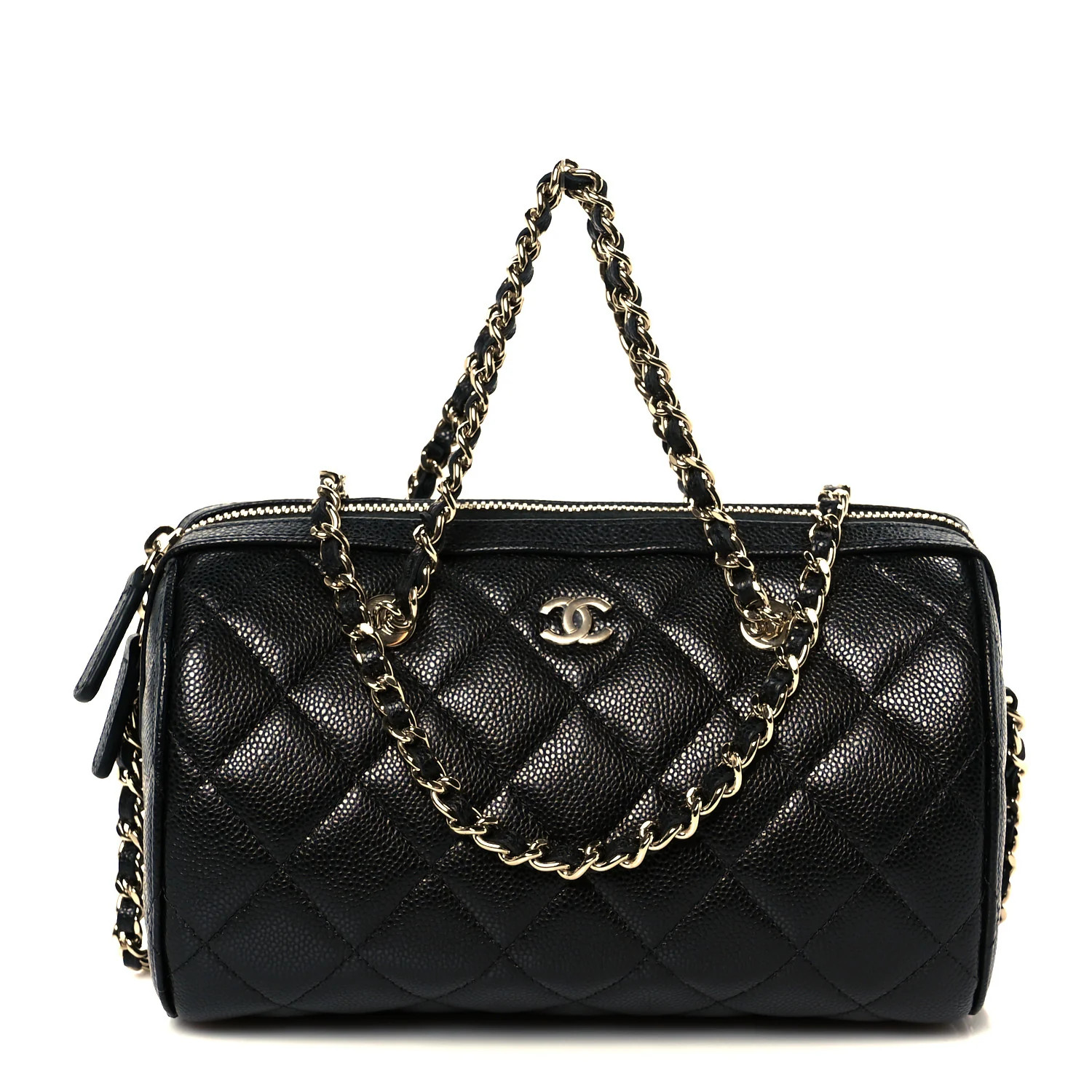 Caviar Quilted Barrel Clutch With Chain Black | FASHIONPHILE (US)