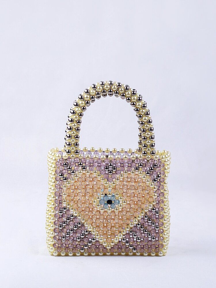 Mini Heart Pattern Faux Pearl Decor Square Bag | SHEIN