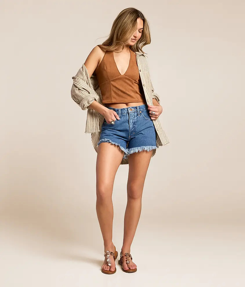 Reworked Cut-Off Denim Short | Buckle