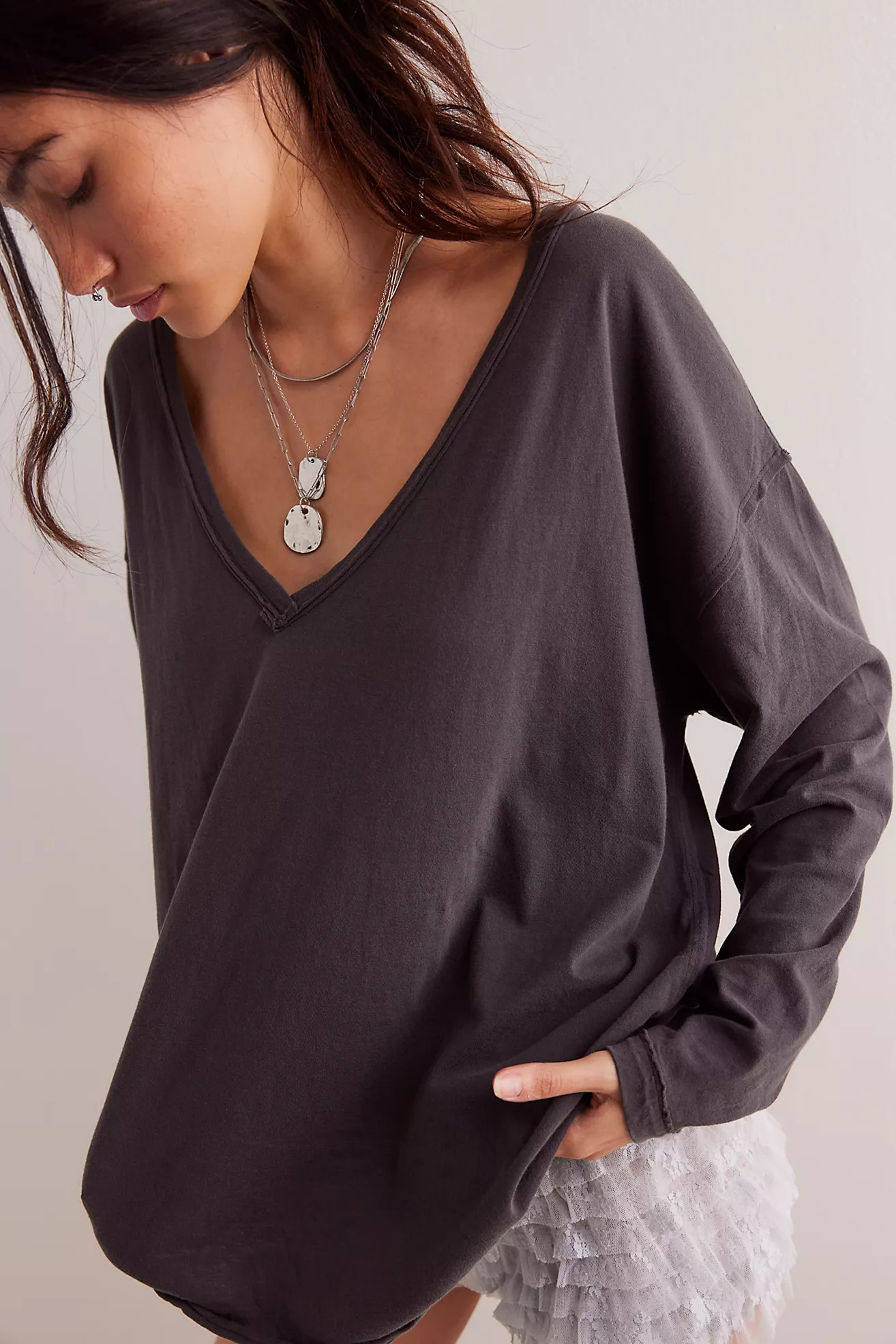 We The Free Nina V-Neck Long-Sleeve Tee | Free People (Global - UK&FR Excluded)