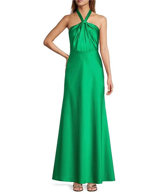 Antonio Melani Hana Satin Halter Neck Sleeveless A-Line Dress | Dillard's | Dillard's