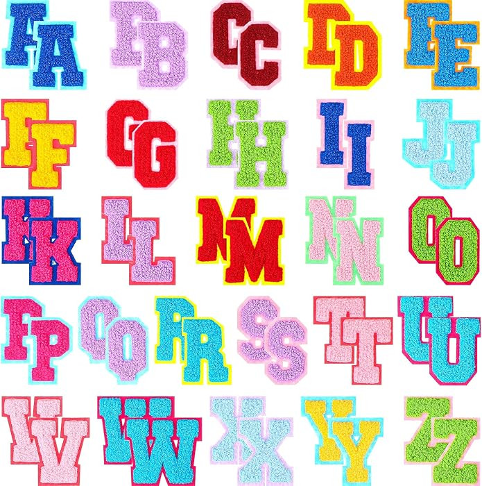 Chengu 52 Pieces Chenille Letter Patches Self Adhesive Sticker A-z Alphabet Iron on Patches Bulk ... | Amazon (US)