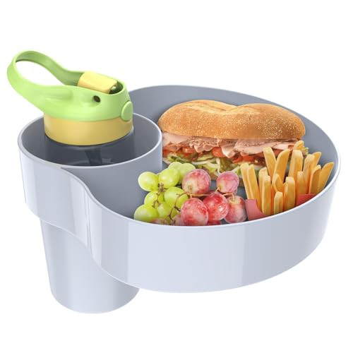 Car Seat Cup Holder Snack Tray: Travel Tray for Kids Car Seat Food Tray for Kids Travel, Toddler Carseat Eating Plate Table, Kid Road Trip Table Essentials Accessories, Grey | Amazon (US)