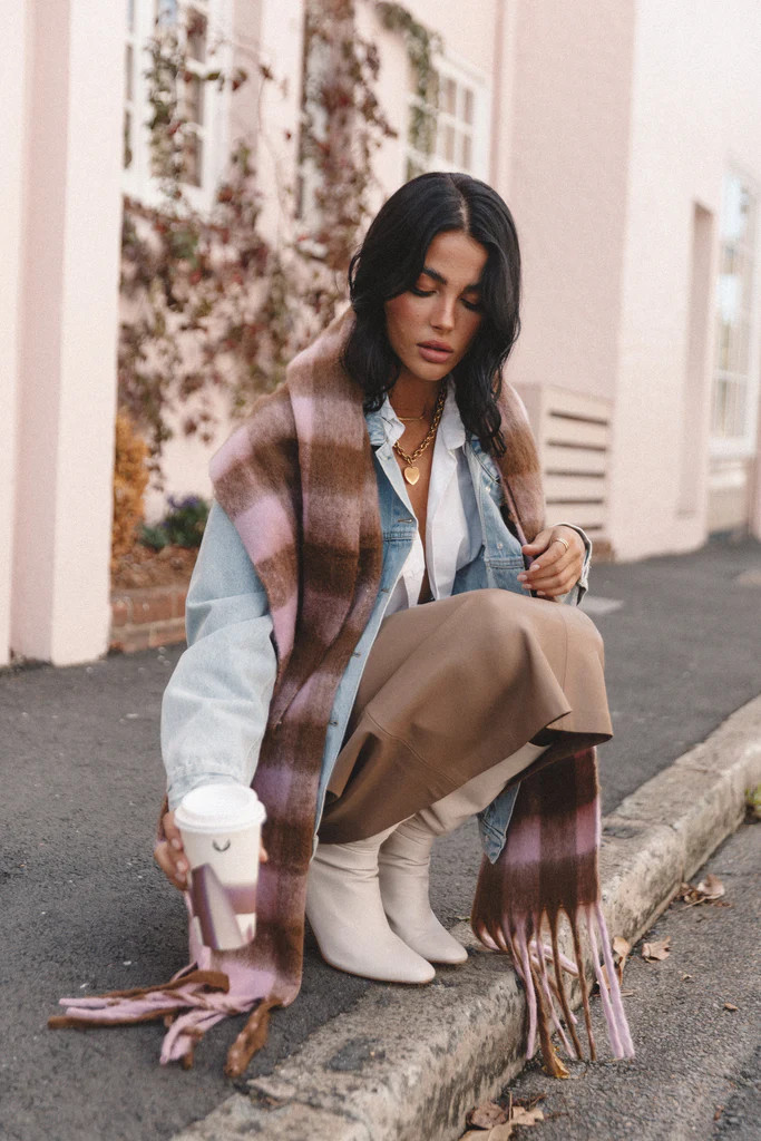 Ginnie Scarf - Pink Check | Petal & Pup (US)