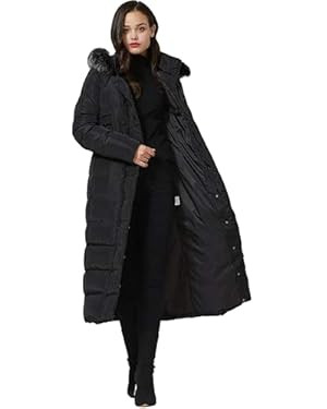 Molodo Women's Long Down Coat with Fur Hood Maxi Down Parka Puffer Jacket | Amazon (US)