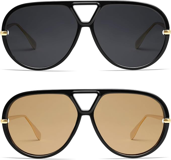 VANLINKER Oversized Trendy Polarized Aviator Sunglasses for Women Men Retro Round Sunglasses Vint... | Amazon (US)