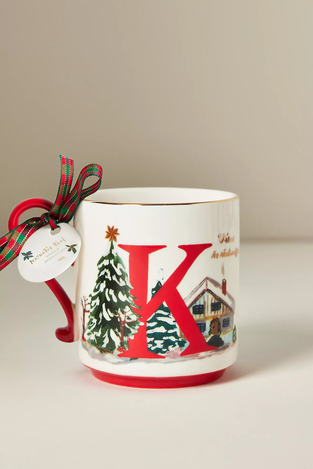 Nathalie Lete Stoneware Holiday Monogram Mug | Anthropologie (US)