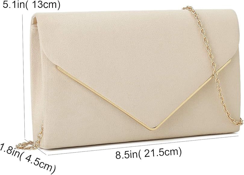 Charming Tailor Faux Suede Clutch Bag Elegant Metal Binding Evening Purse for Wedding/Prom/Black-... | Amazon (US)