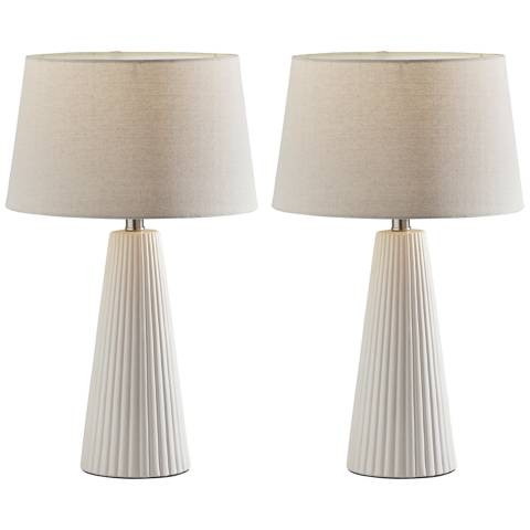Lana Off-White Ceramic Accent Table Lamps Set of 2 | Lamps Plus