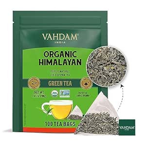 VAHDAM, Organic Green Tea Leaves From Himalayas (100 Green Tea Bags) USDA Organic, Non GMO, Glute... | Amazon (US)
