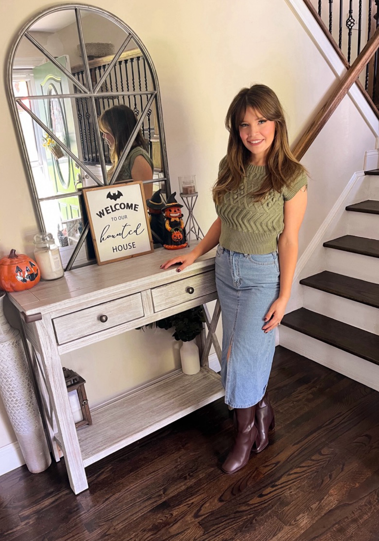 Top is a recent marshall’s find 
Skirt i’m wearing petite sizing and is true to size, they also have regular sizing as welll

#LTKSeasonal #LTKshoecrush #LTKfindsunder100