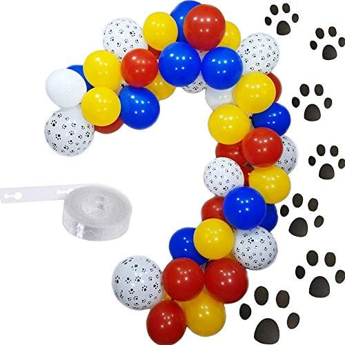 Elepplrty 16ft Paw Balloons Garland Kit-12inch Dog Paw Balloon and Red Yellow Blue White Latex Ballo | Amazon (US)