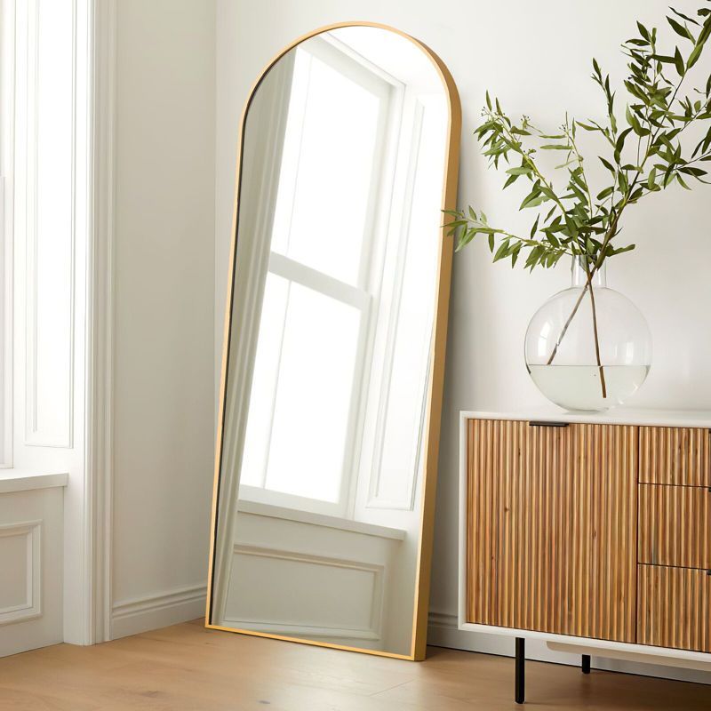 Saadiya Arched Full Length Mirror Metal Framed Arched Floor Mirror with Stand, Leaning Hanging fo... | Target