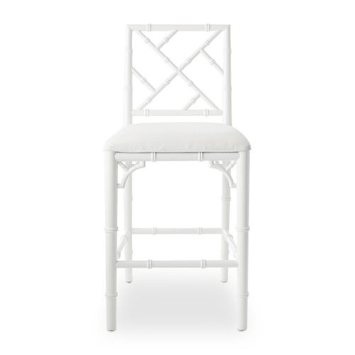Chippendale Bistro Dining Counter Stool, White, Chunky Linen, White | Williams-Sonoma