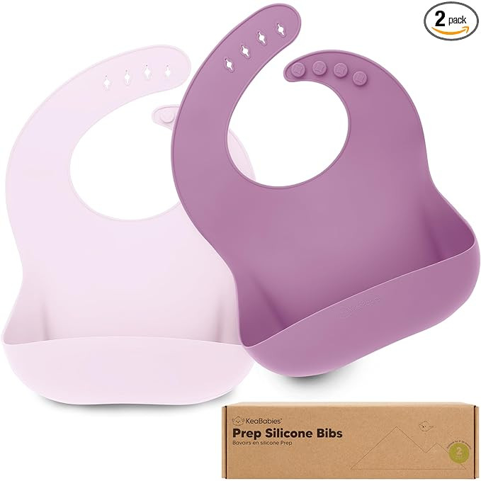 KeaBabies 2-Pack Silicone Baby Bibs for Eating - Sturdy Food-Grade Silicone Bibs for Babies Girl,... | Amazon (US)