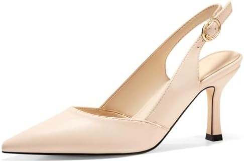 Rilista Women's Slingback Kitten Heels Closed Pointed Toe Wedding Party Dress Pumps Shoes | Amazon (US)