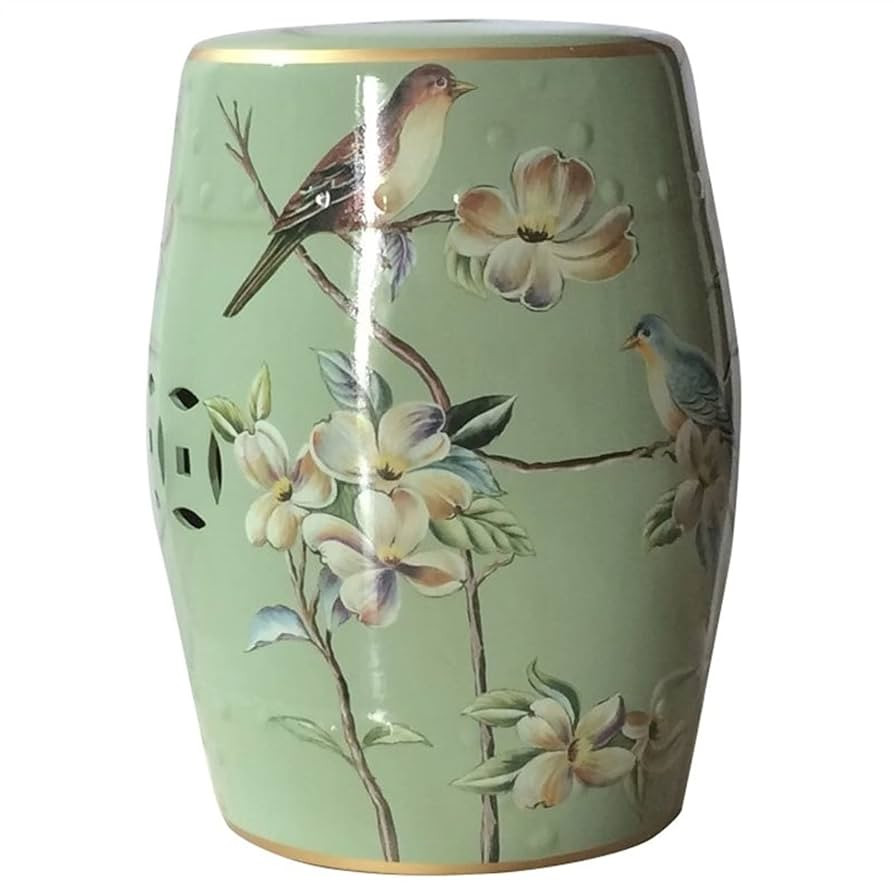 Decorative Ceramic Garden Stool, Glazed Hollow Flower and Bird Changing Stool, Suitable for Livin... | Amazon (US)