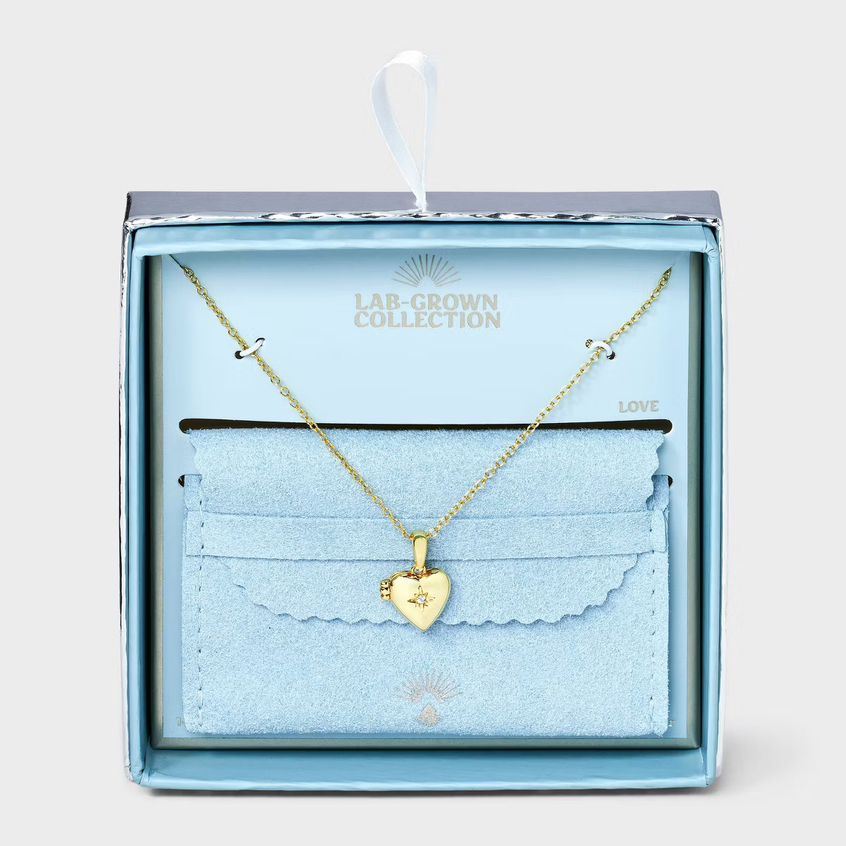 14K Gold Dipped Lab-Grown Diamond Heart Locket Pendant Necklace - Gold | Target