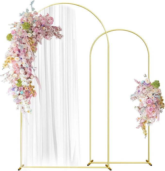Wedding Arch Backdrop Stand Set of 2 (7.2FT, 6FT) Gold Wedding Balloon Arched Backdrop Stand Squa... | Amazon (US)