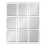 Kate and Laurel Hogan 9 Windowpane Wood Wall Mirror, 26" x 32", Rustic White, Chic Window-Inspire... | Amazon (US)