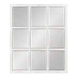 Kate and Laurel Hogan 9 Windowpane Wood Wall Mirror, 26" x 32", Rustic White, Chic Window-Inspire... | Amazon (US)