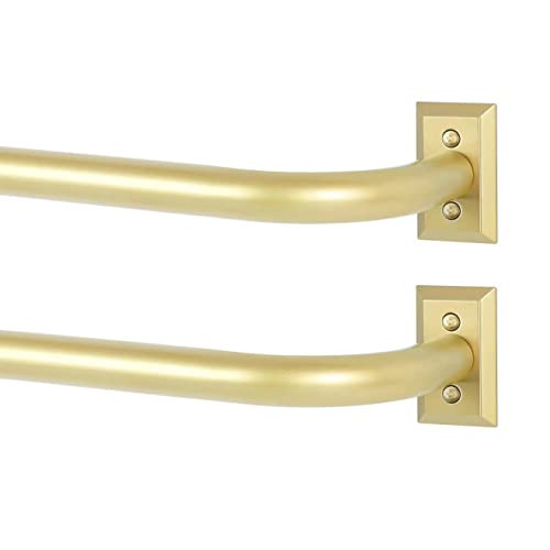 TANGWIN Gold Wrap Around Curtain Rods 2 Pack:Blackout Heavy Duty Adjustable Window Curtain Rod Room Darkening, Modern Industrial Curved French Return Metal Drapery Rods Easy Install,Brass Gold 28-48" | Amazon (US)