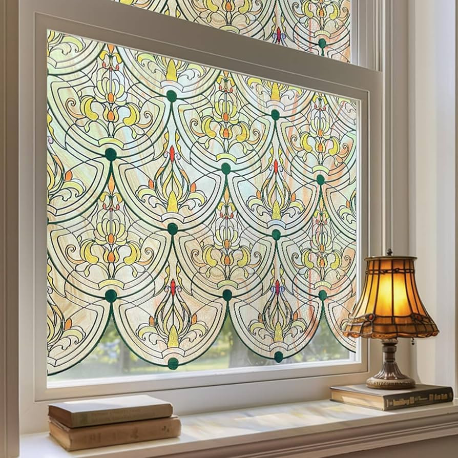 3D Stained Glass Window Film, Decorative Window Privacy Film for Bathroom,Front Door,Home, Sun Bl... | Amazon (US)