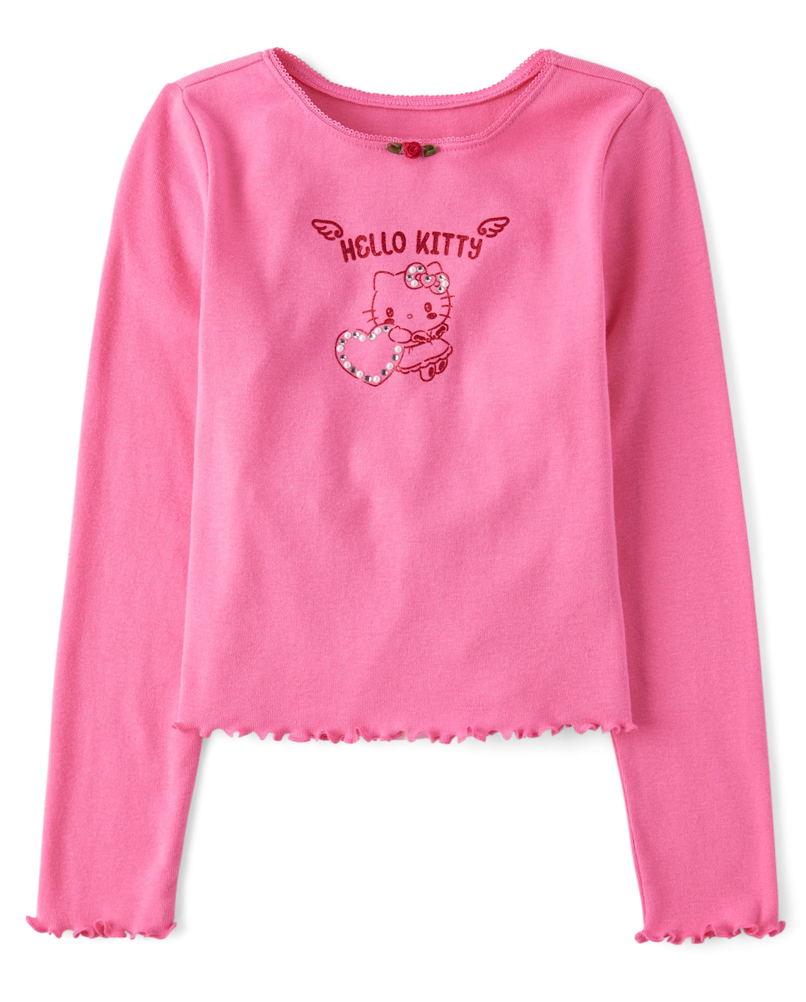 Girls Hello Kitty® Rhinestone Ribbed Baby Tee - pink | The Children's Place