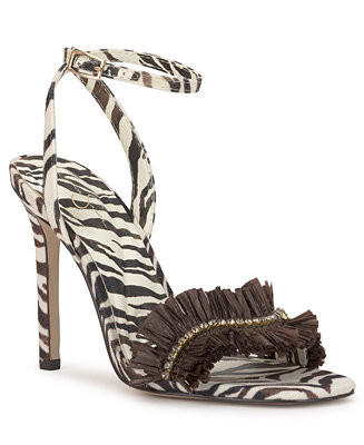 Jessica Simpson Women's Omiena Raffia Fringe Stiletto Dress Sandals - Macy's | Macy's