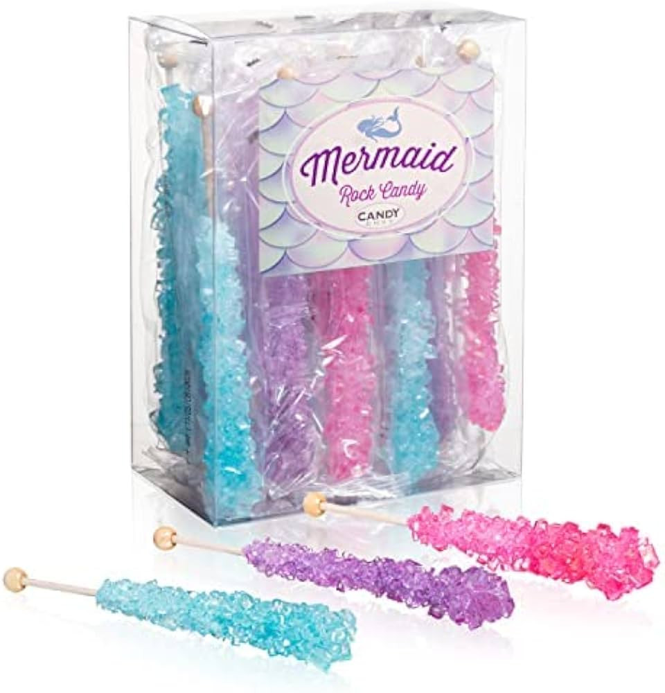 Candy Envy - Mermaid Rock Candy Sugar Sticks - 18 Indiv. Wrapped - Pink, Light Blue, Lavender | Amazon (US)