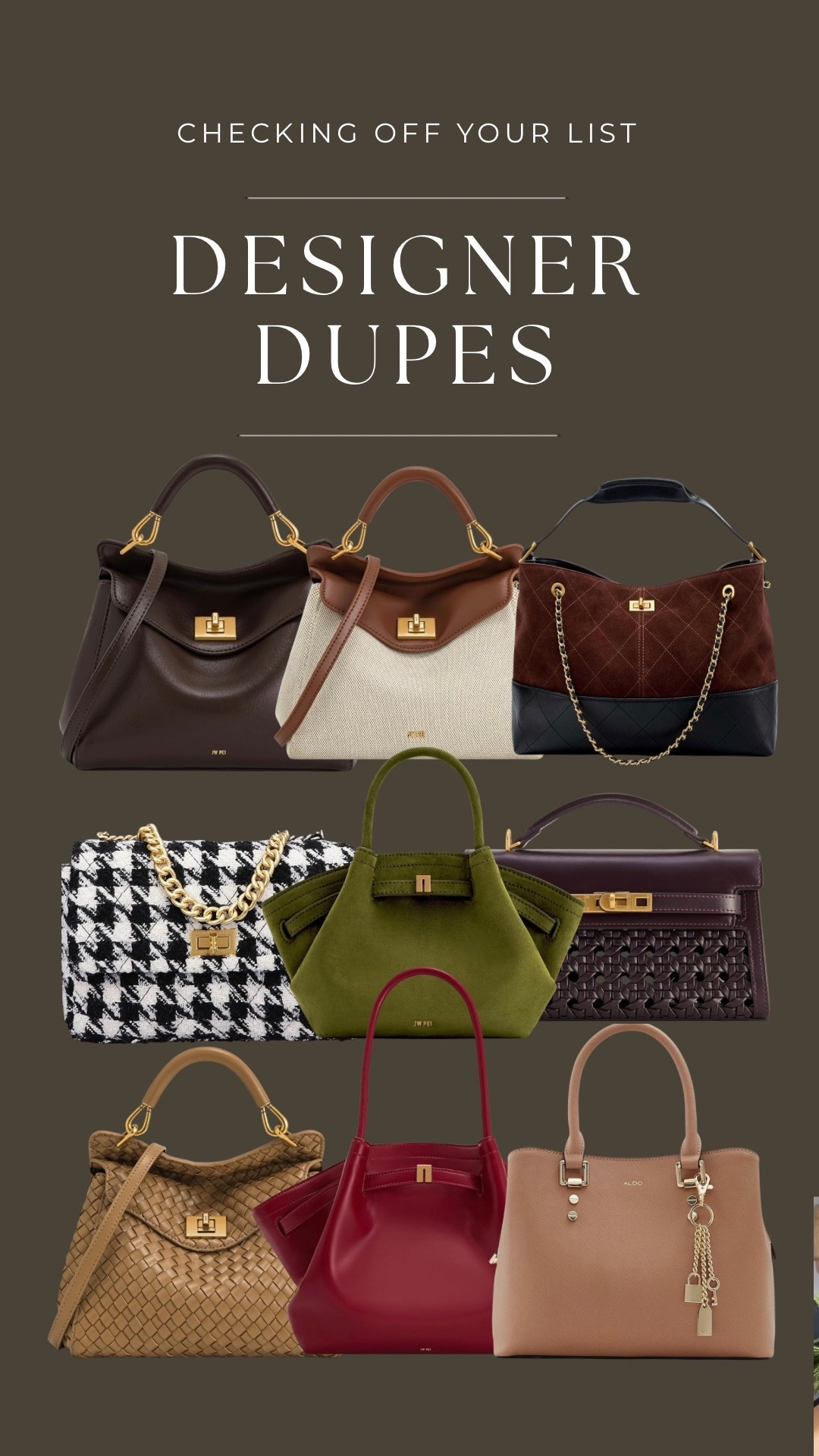 Designer look alike purses, handbags and crossbody for gift ideas for sisters, friends, dirty Santa, mothers, and mother in laws! 
🎁

•
•
Christmas gift guides, crossbody purses, designer dupes, leather bags, winter outfit ideas, date night outfits, winter wardrobe, large purses, gifts for her, presents for friends, Amazon fashion finds

#LTKGiftGuide #LTKHoliday #LTKootd