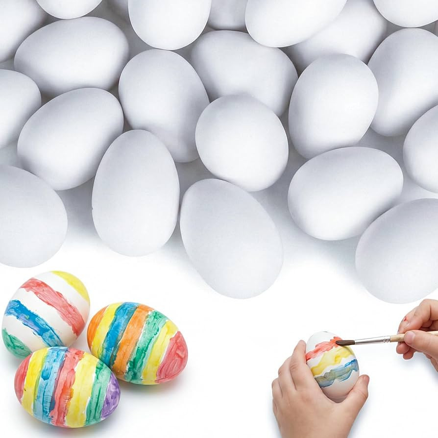 SallyFashion 30 PCS White Plastic Eggs Paintable Fake Eggs for Crafts, Easter Hunts, Basket Fille... | Amazon (US)