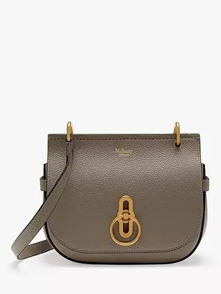Mulberry Small Amberley Classic Grain Leather Satchel Bag, Solid Grey | John Lewis UK