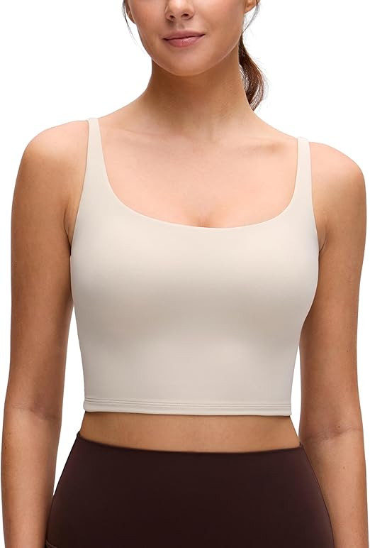 CRZ YOGA Butterluxe Soft Double Lined Cami Tank Tops for Women - Yoga Casual Going Out Crop Squar... | Amazon (US)