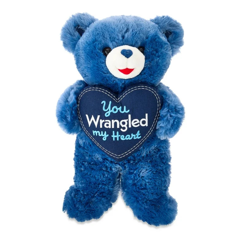 Large Sweetheart You Wrangled My Heart Teddy Bear Plush, Blue, 14", Valentine's Day by Way To Cel... | Walmart (US)