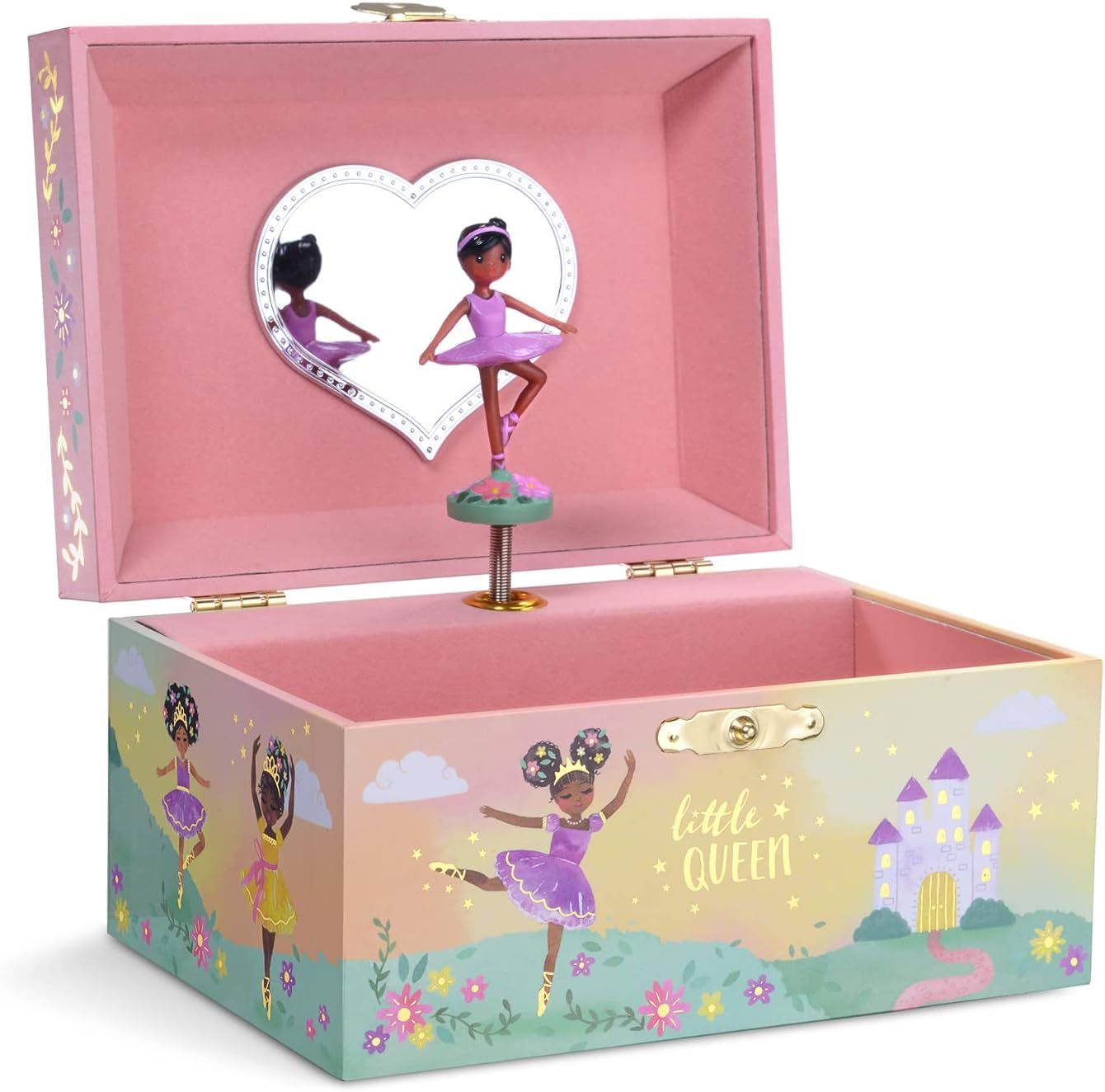 Jewelkeeper Girl's Musical Jewelry Storage Box with Black Ballerina, Little Queen Design with Gol... | Amazon (US)