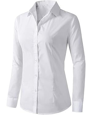 Beninos Women's Formal Work Wear White Simple Shirt | Amazon (US)