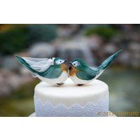 Chipper Chickadee Wedding Cake Topper in Deep Green and Goldenrod: Bride  Groom Love Bird Cake Topper | Etsy (US)