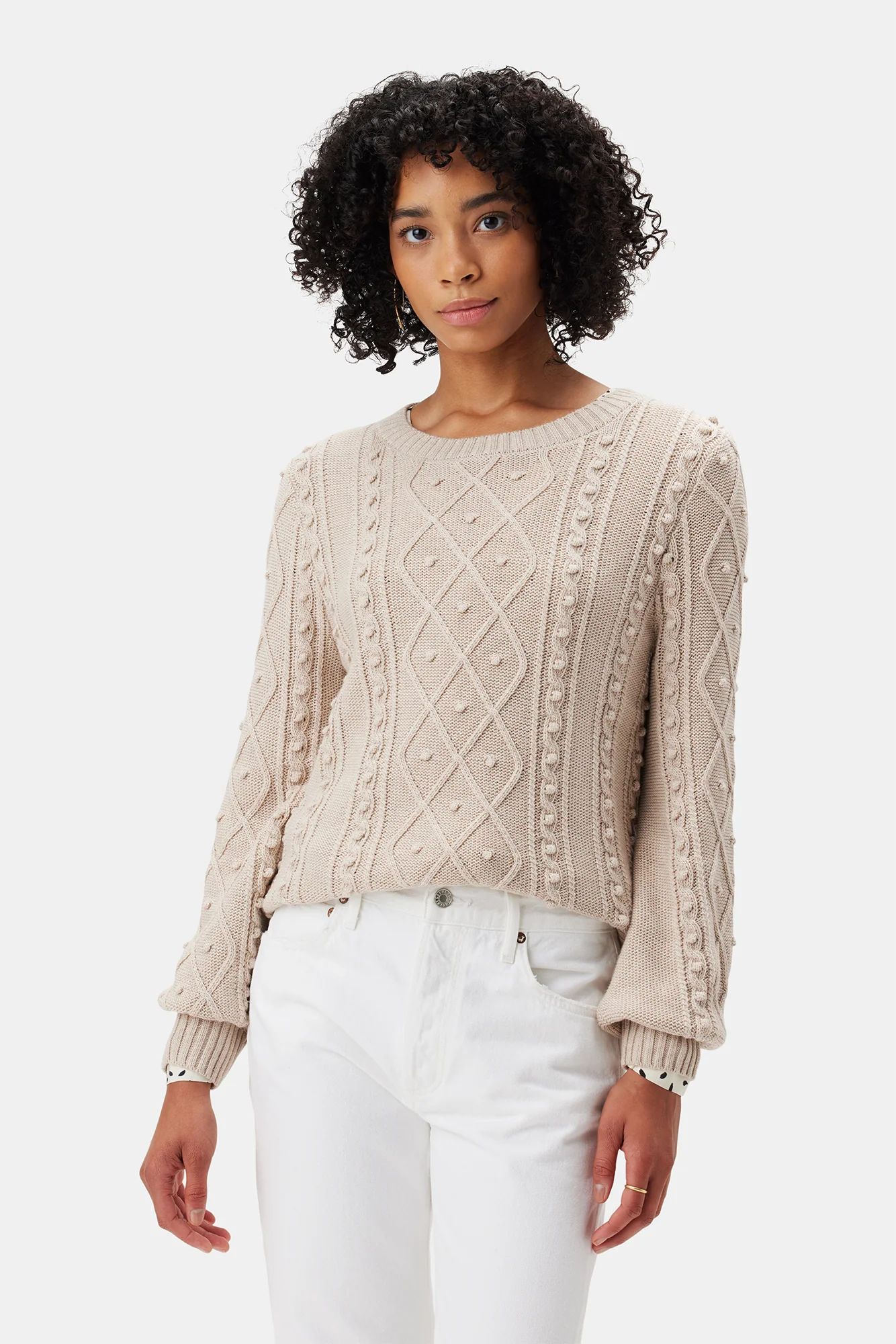 Faedra Organic Cotton Sweater - Oat | Amour Vert